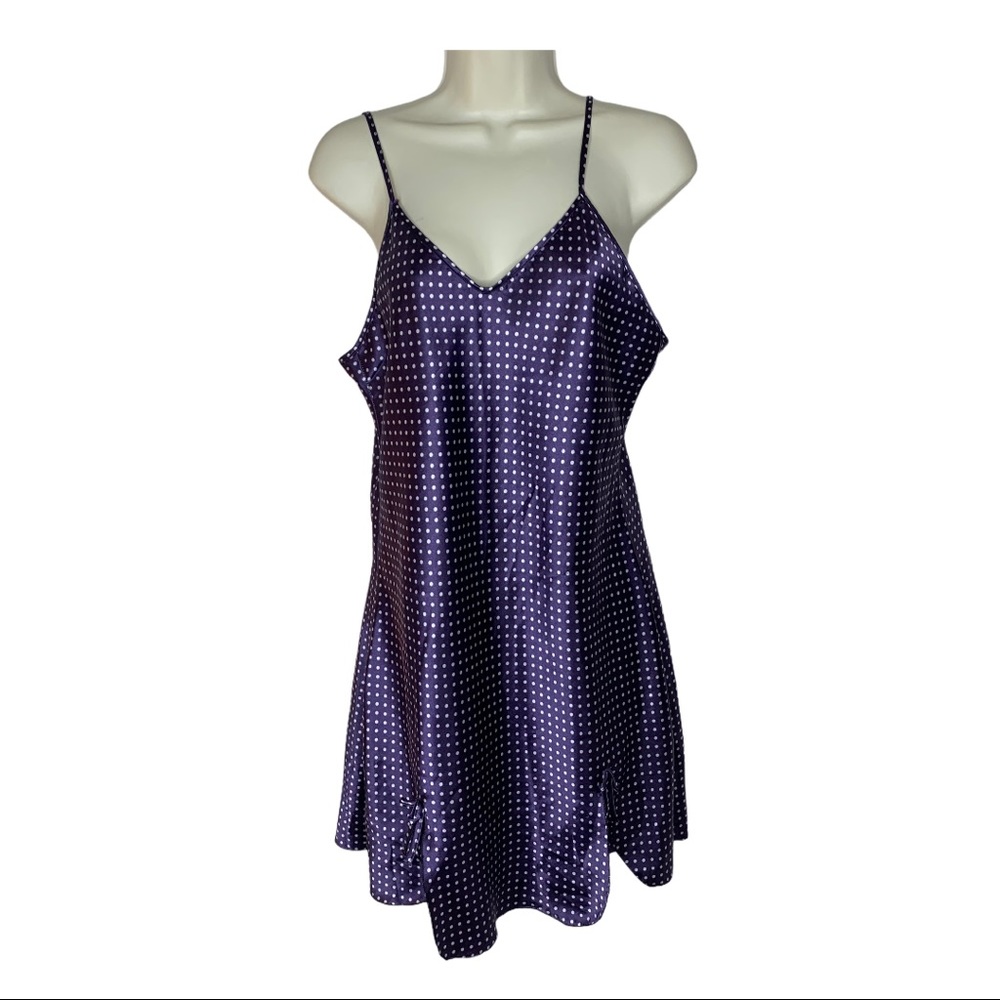 Vintage Bay 6 NY purple polka dot nightgown M